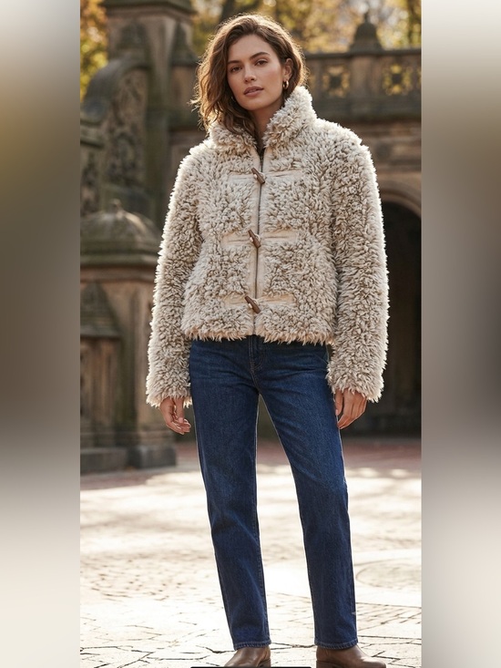 Anthropologie Jackets & Blazers - Anthropologie Brenna Faux Fur Cream Teddy Jacket Size Medium